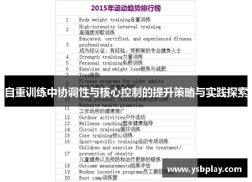 自重训练中协调性与核心控制的提升策略与实践探索
